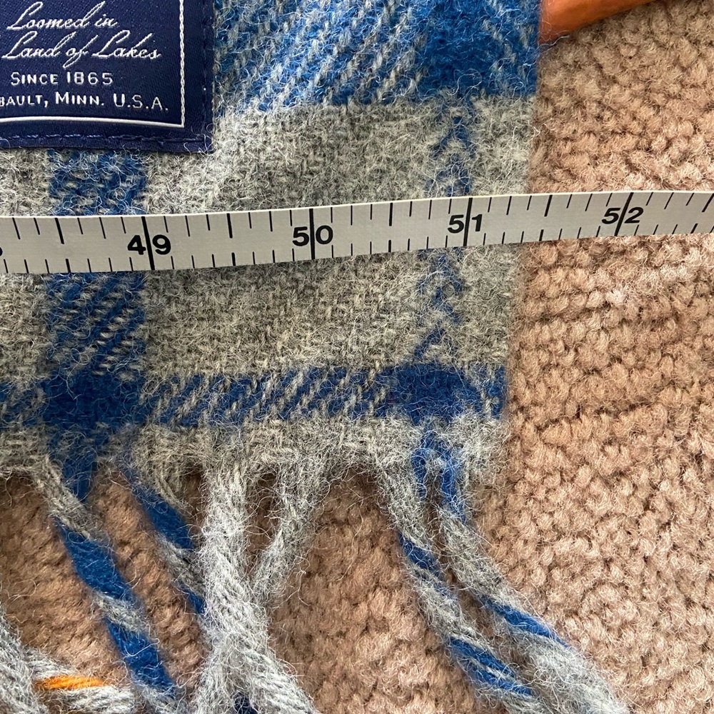 Faribault Woolen Mill Company Throw Blanket 50”x60” Gray,Orange,Blue - Picture 4 of 7